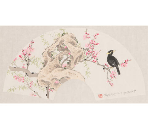 红杏闹春扇面