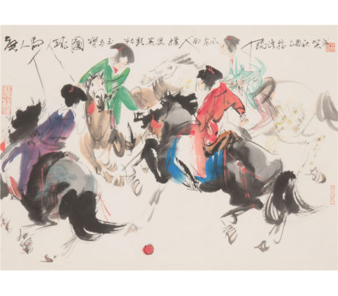 唐人马球图