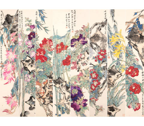 花鸟八条屏