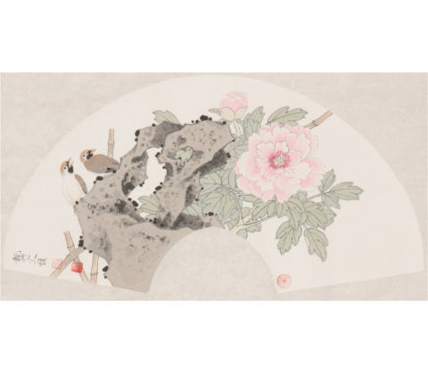 牡丹扇面