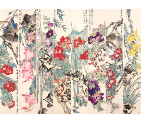 花鸟八条屏