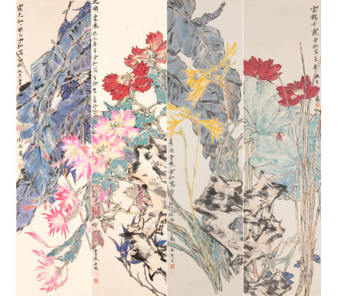花鸟四条屏