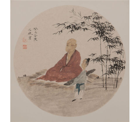 高僧抚琴图