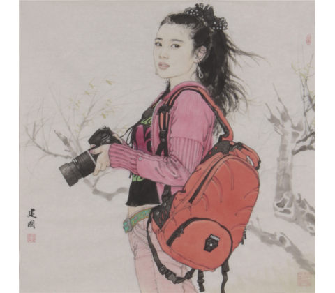 拿相机的女孩